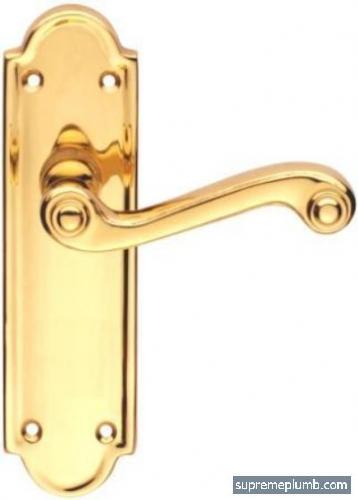 Queen Anne Lever Latch Polished Brass